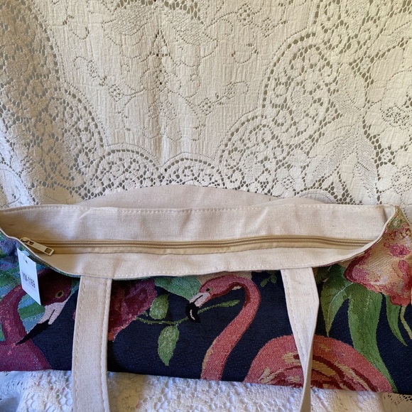 Flamingo Tropical Paradise Canvas Tote Bag - Picture 6 of 12